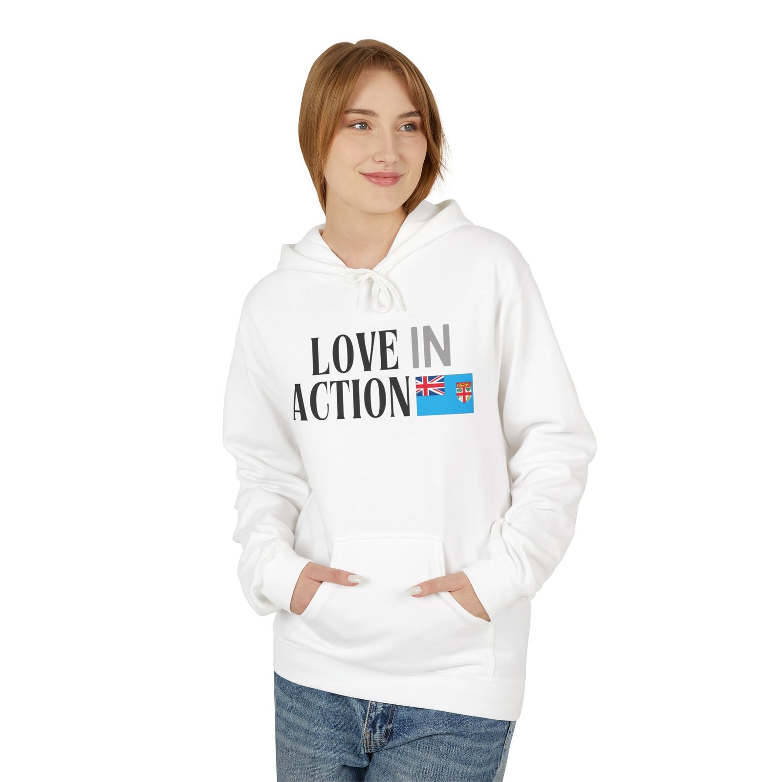 Love in Action Fleece Hoodie - Fiji - Image 3