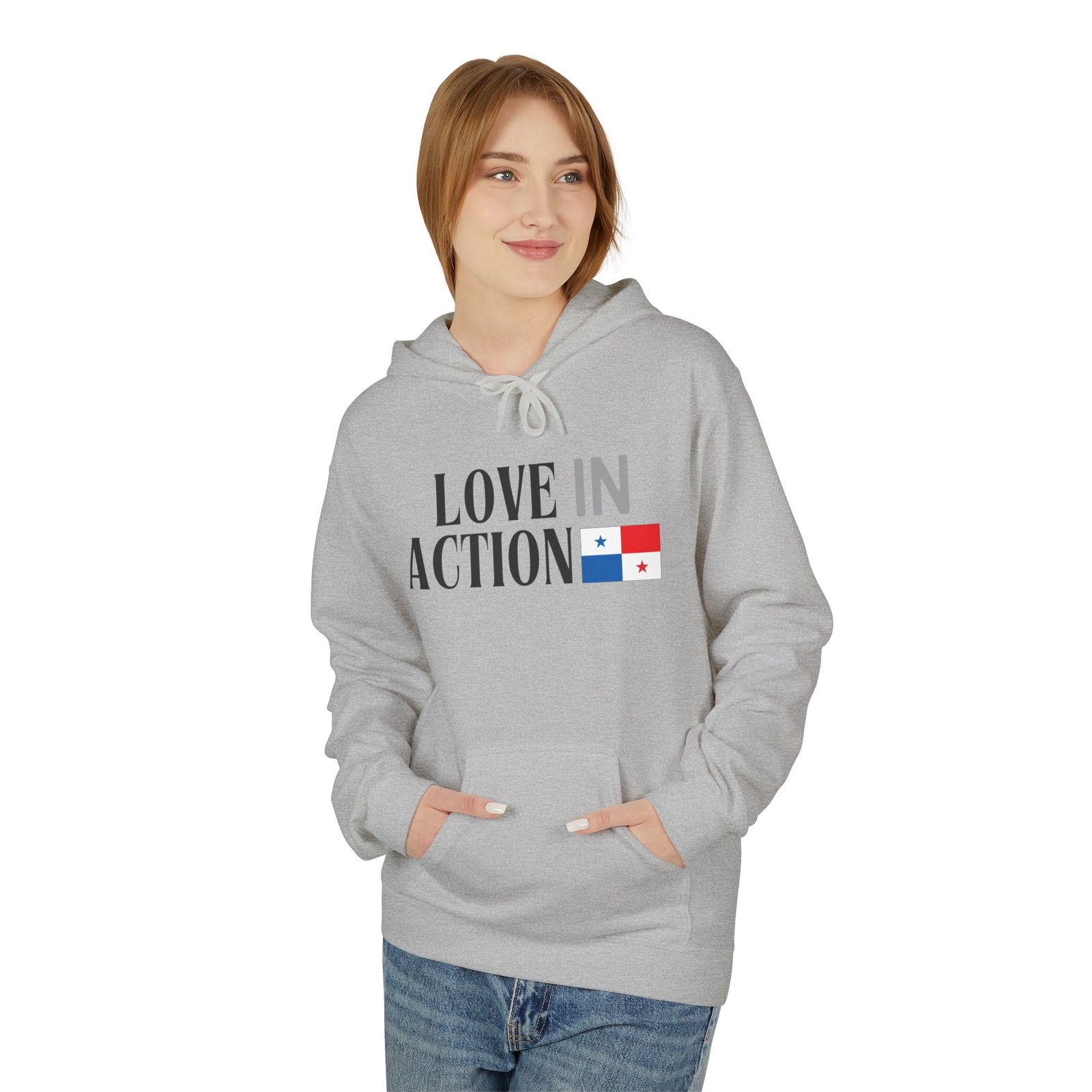 Love in Action Fleece Hoodie - Panama - Image 7