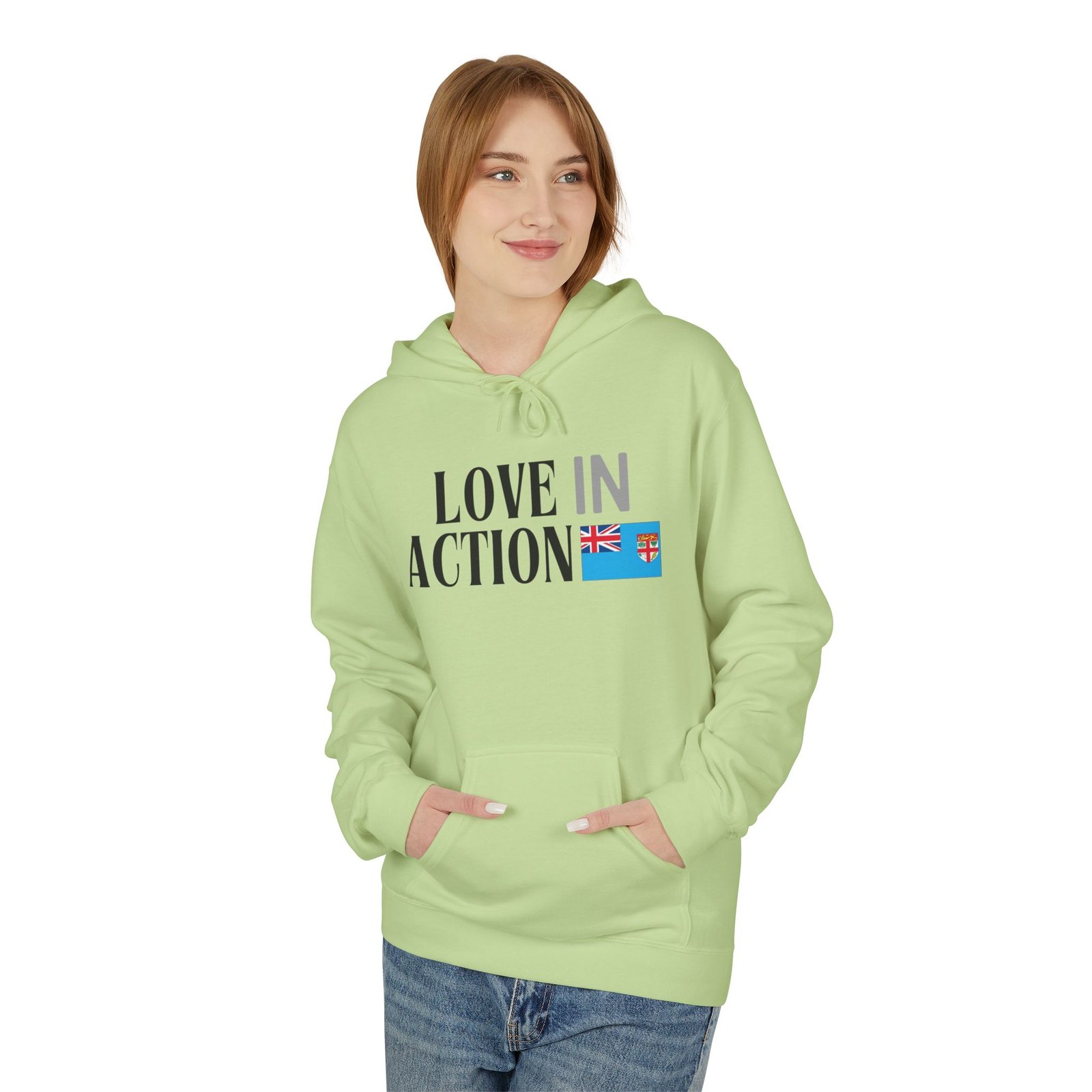 Love in Action Fleece Hoodie - Fiji - Image 11